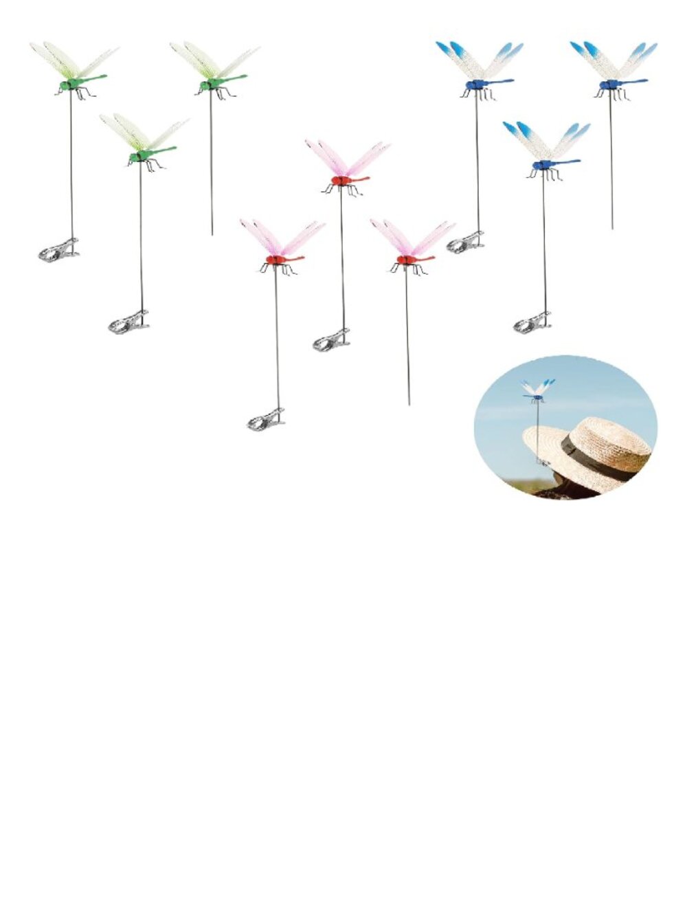 9Pcs Fake 3D Dragonfly Clips Clip on Dragonfly for Outdoors Garden Decor